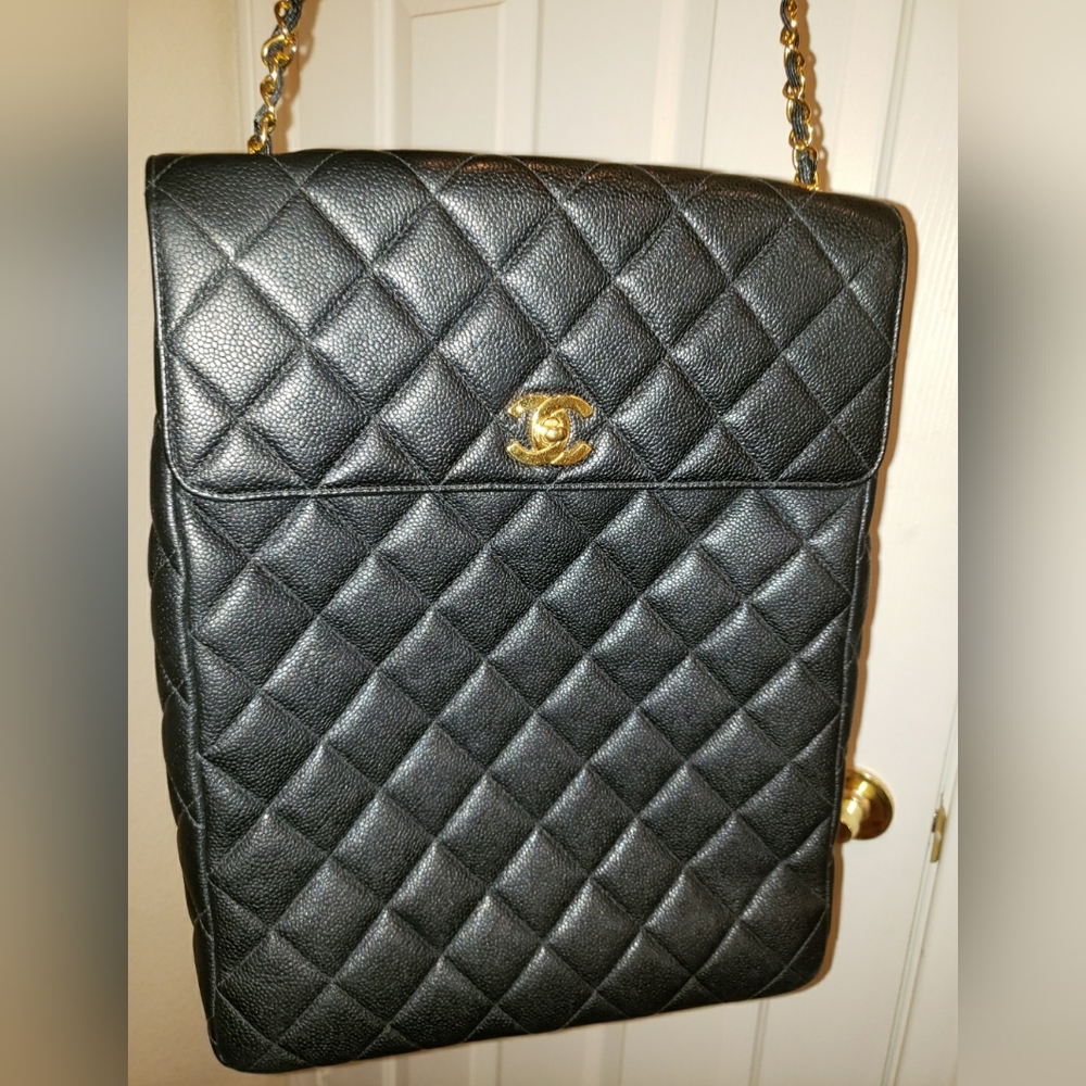 Authentic Vintage Chanel Caviar Flap Bag circa 1996 24kt gold plated  hardware